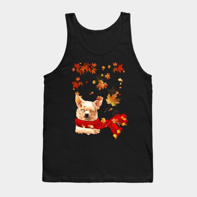 Maple Leaf Chihuahua Fall Hello Autumn Gift Tank Top by Margaretsantana